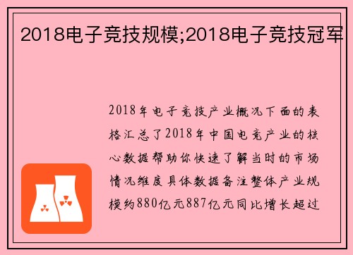 2018电子竞技规模;2018电子竞技冠军